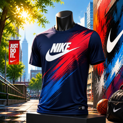 Nike T Shirt Black Red Blue